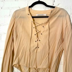 Faithfull the brand / Anthropologie yellow lace up top - $129 XS